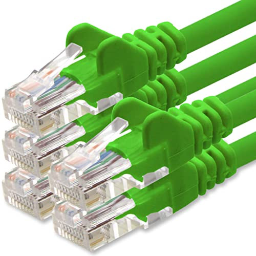 1aTTack.de 5m Cavo di Rete verde - 5x - Cat.6 Ethernet Gigabit Lan RJ45 10 100 1000 Mbit s - Cavo Patch UTP compatibile con Cat.5 Cat.5e Cat.7 Cat.8 - verde - 5x - 5m