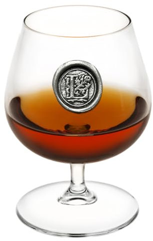 English Pewter Company 14.5oz Brandy Cognac Snifter Glass with Monogram Initial - Personalised Gift with Your Choice of Initial (L) [MON212]