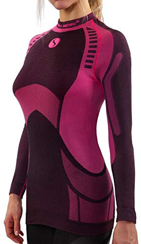 sesto senso® Femme sous-Vêtement Thermique Maillot de Corps Fonctionnel à Manches Longues Haut Base Layer Thermo Active (L, Rose)