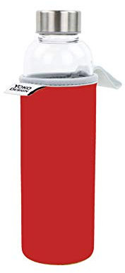 YOKO DESIGN - GLASS BOTTLE 500 ml avec pochette neoprene rouge & Coffret