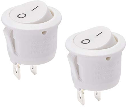 sourcing map 2 Stk. Rund 2 Pol Wippschalter Kippschalter Schalter EIN/AUS AC250V/6A 125V/10A Weiß