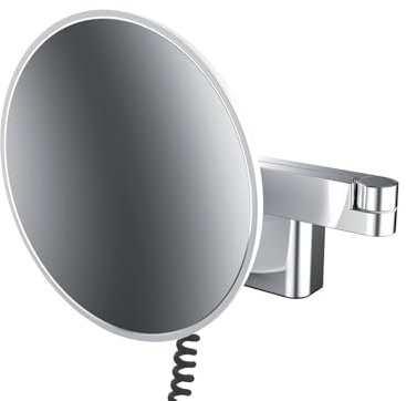 EMCO LED Rasier- und Kosmetikspiegel, Wandmodell, Doppelgelenkarm, Vergrößerung 5- Fach, rund, Spiralkabel und Stecker 109506040 One Size