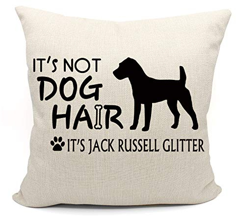 Mancheng-zi It's Not Dog Hair It's Jack Russell Retriever Glitzerkissen, Geschenk für Hundeliebhaber, lustige Jack Russell Retriever Kissenbezug, 45,7 x 45,7 cm, Dekor-Kissenbezug für Sofa Couch Bett