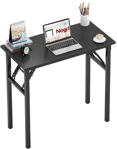 SogesPower Folding Computer Desk, Foldable Study Desk Writing Work Table Workstation for Home Office, Compact PC Desk for Small Space, No Assembly, 100x60CM, Black