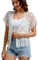 SMDPPWDBB Women's Short Sleeve Lace Shrug, white, L