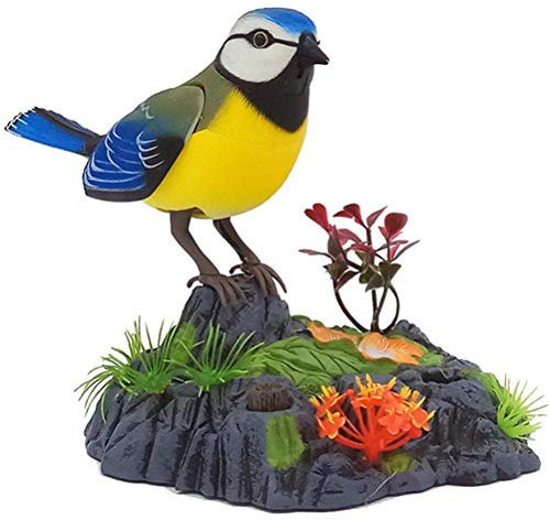 Electronic Bird Singing Chirping Birds Toy,Chirping Dancing Bird with Motion Sensor Activation Kids Electric Animal Toy Bird Cage Decor for Home Garden