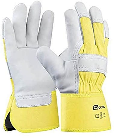 Gebol Worker Pro | Arbeitshandschuhe aus Leder mit langer Stulpe | Lederhandschuhe Herren | Größe XL (Gr 10,5) | Weiß | 1 Paar