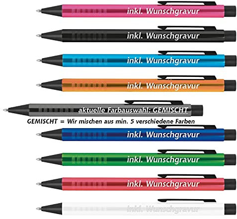 #teamludorf Kugelschreiber Set - 100 Stk. bunt gemischt - individuell gravierte Werbekugelschreiber - personalisierte Werbeartikel für Firmen, Veranstaltungen & Geschäftspartner