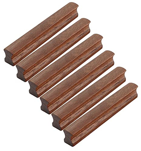 CWYP-40 6 Unités Poignee de Meuble Bois Cuisine poignées de porte Noyer Noir Poignées de meuble Poignée de Tiroir Salon Salle de Bain Poignée pour placard Avec des vis (Centre Distance:64 mm,Bois)