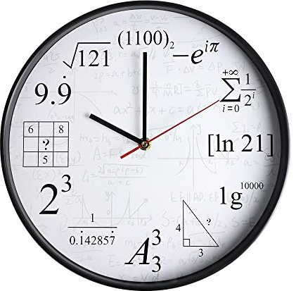HUOMAQFAN Wanduhr, 12 Zoll Nicht haftende stille Quarz-Mathe-Gleichung dekorative Uhren, lustige mathematische Formeln Uhr für Haus Schule Büro