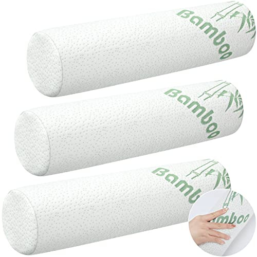 3 Pcs Memory Foam Roll Pillow Neck Bolster Cylinder Pillow, 18 x 4 Inch