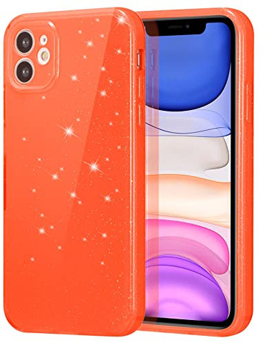 ZCDAYE Case for iPhone 11, Glitter iPhone 11 (6.1 inches) Phone Case, Slim Soft TPU Anti-Scratch Protective Cover for Women Girls Design for iPhone 11 (6.1 inches), Sparkle Orange