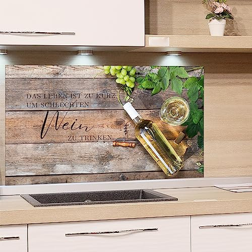 GRAZDesign Spritzschutz Küchenrückwand Glas Küche für Herd & Küchenspüle, Wein mit Spruch braun | Glasplatte Rückwand Küchenwand Wandschutz | 100x60cm