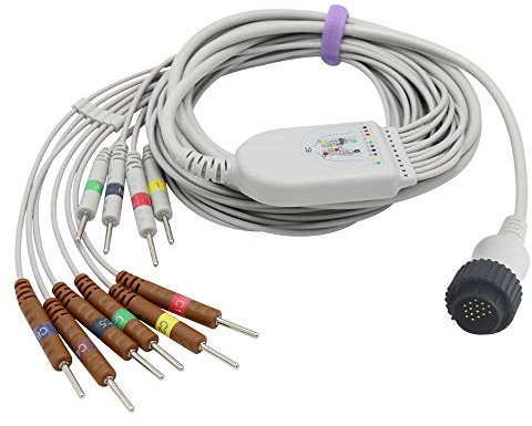 Kompatibel mit Kenz 103, 106, 107, 1201, 302, 303 EKG Kabel, 10 LeadWires 3 m Nadel 3,0 mm