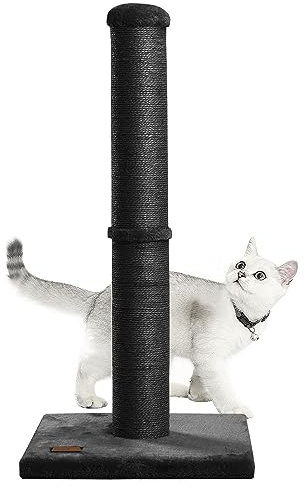 Karolpar 34inch Cat Scratching Post with Natural Sisal Rope 4.3Inch Large Diameter Scratcher Post Tree for Indoor Cats Black