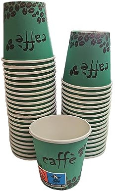 100 gobelets en papier 75 ml en carton biodégradable pour boissons chaudes et froides, café, orge, thé, eau grain de café (vert, 100)