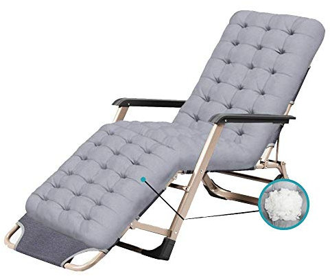 ONWEE Eisen Klappstuhl Liege Lounge Lesen Outdoor Camping Wohnzimmer Hause Liegestuhl Mit Pad Grau (B) (C) Vision