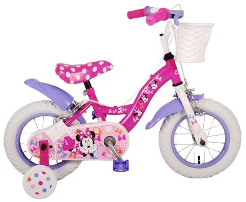 Disney Minnie Cutest Ever Kinderfahrrad - 12 Zoll - Pink - 2 Handbremsen, abnehmbare Stützräder, offiziell Lizenziertes Produkt