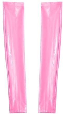 Yihuimin Damen Wetlook Handschuhe Fingerlose Handstulpen Lackleder Armstulpen Gogo Party Clubwear Karneval Faschingskostüm Rosa Einheitsgröße