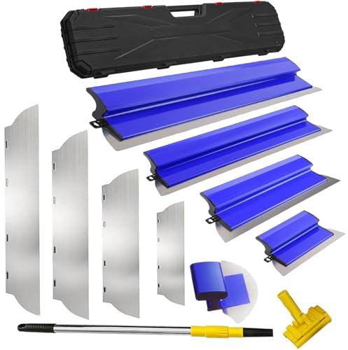 DURDUR Spatule de surface, Taloche, Couteaux à Mastic, Lame en Acier Inoxydable, 0,38 mm et 0,5 mm d'épaisseur, 80 cm/60 cm/40 cm/25 cm pour Grand Espace de Travail, Décoration Murale, Construction