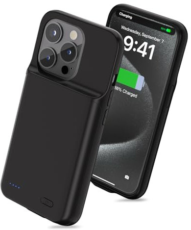 [6800mAh] Akku hülle für iPhone 15 Pro Max, upgrade mit hoher Kapazität, wiederaufladbares erweitertes Akkupack, schützende tragbare intelligente Backup-Ladeabdeckung für iPhone 15 Pro Max(1 Pack)