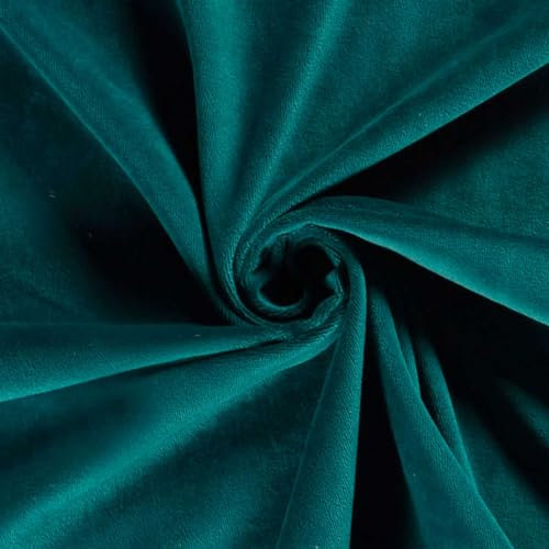Nicky-Stoff Velour Nicky uni Zuschnitt ab 50 x 150cm Velourstoff Baumwolle Farbwahl, Farbe:124 - petrol