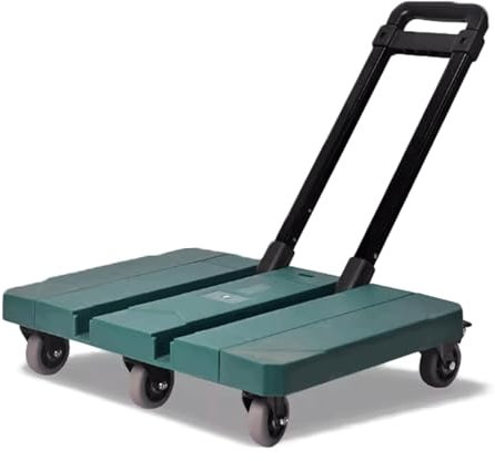 BKEKM Plattformwagen Plattformwagen, Aluminium, Flacher Handwagen, verbreiterte Version, beweglicher Transportwagen mit Griff, tragbare Last, 440 lb, zusammenklappbarer Schubwagen zuverlässig