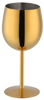 SBOMHS Rotweingläser mit Stiel 1 Stück Weißweingläser ca.350ml Weingläser aus 18/10 Edelstahl Kelch Gläser für Cocktails Champagner Whiskey Biergläser (Gold)