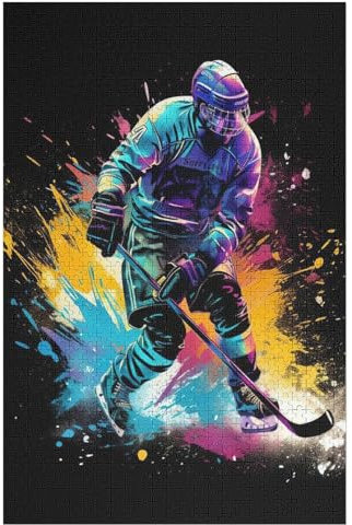 Puzzle Für Erwachsene, Eishockey, 1000 Puzzleteile Für Kinder, Holzpuzzles, Geeignet Für Erwachsene, Lernspiel, Herausforderungsspielzeug （78×53cm）