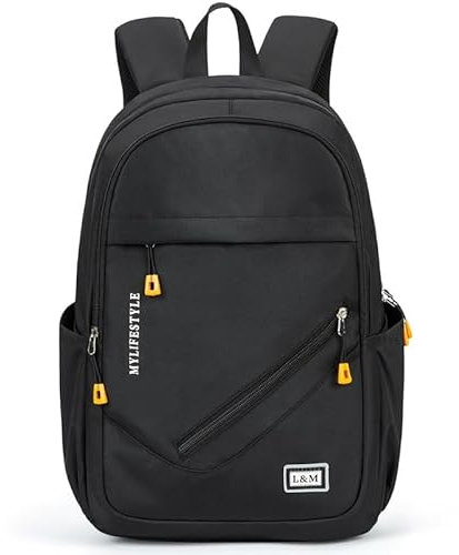 OISENSE Schulrucksack Teenager Jungen Rucksack Herren Große laptop Rucksack 17.3 Zoll Wasserdicht Rucksack Scuhle Arbeit Reisen Schwarz