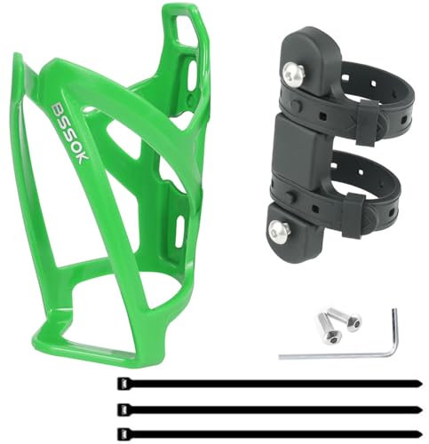 BSSOK Flaschenhalter Fahrrad Kunststoff, Trinkflaschenhalter Fahrrad, Wasserflaschenhalter, Leichte Langlebige PC Getränkehalter für Fahrrad, MTB, Rennrad, Mountainbikes (Grün)