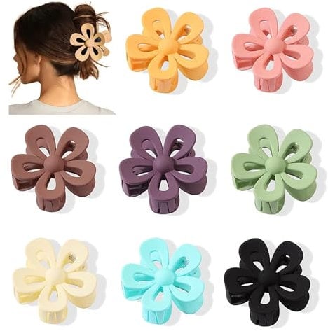 Flower Hair Clips, 8PCS Flower Hair Claw Clips Accessories Clamps for Women Girls(8 Colors)