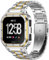 Deczone Edelstahl-Uhrenarmband mit Fall kompatibel für Fitbit Versa 4 3 2 1 Lite, Fitbit Sense 2/Sense Bands, robuste schützende Stoßstange Metall-Armbänder für Männer Frauen (Silber & Gold)