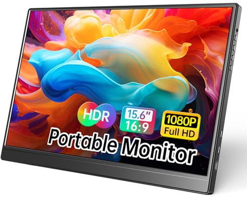WCV Monitor portatile da 15,6 pollici 1080p USB-C HDMI ultra-sottile monitor da viaggio con cavalletto, compatibile con Xbox, laptop, PC, Mac, PS, Swich IPS ultra-sottile Zero Frame Gaming Monitor