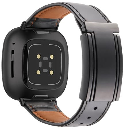 Leder Armbänder für Fitbit Versa 4/Versa 3/Sense/Sense 2 Armband, mit Verstellbar Magnetische Faltschließe aus Edelstahl Elegant Ersatzarmband für Damen Herren mit Fitbit Versa 4/3 (C,M)