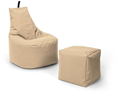 Nadimaideal Sitzsack XL - XXL für Kinder, Teenager & Erwachsene | Indoor & Outdoor | bereits gefüllt | Sitzsack Gaming | Füllung EPS Perlen (Beige, XXL - Durchmesser 80 cm für Erwachsene)