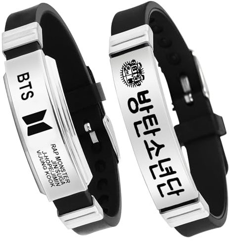 WKxinxuan BTS Armband, 2 Stück BTS Armband, Armbands verstellbares Armbands, Charm Armbänder aus Silikon Schmuck
