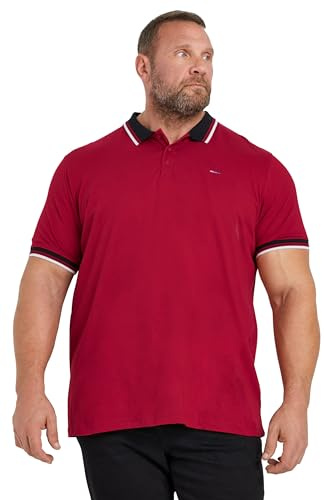 BadRhino Big & Tall Contrast Tipped Detail Polo Shirt - Men's - Plus Size Curve Red
