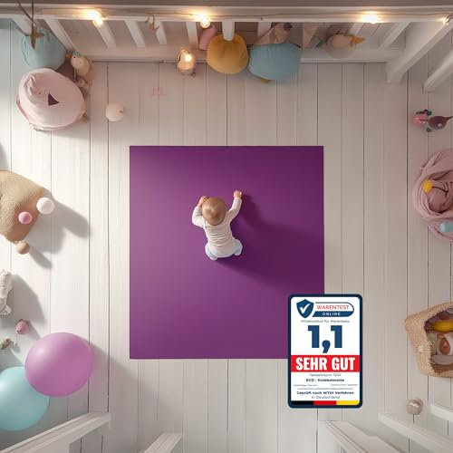 ECO Krabbelmatte Süßer Keks 180x140cm Pflaume - OEKO-TEX zertifizierte Krabbel- und Spielunterlage aus Deutschland. Für kleine Füße, die Großes vorhaben!