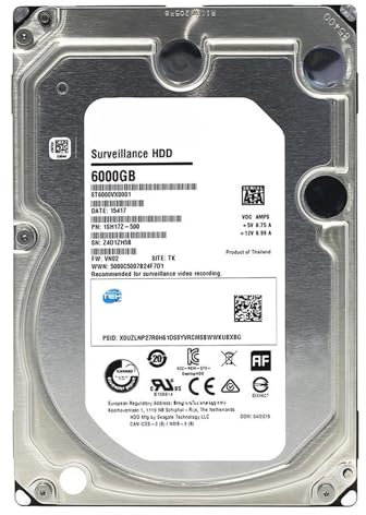 SIMPLETEK - Hard Disk interno Surveillance HDD 6TB | 3.5, SATA III 6 Gbps, 5400RPM, 128MB Cache | ST6000VX0001 | DVR, PC, NAS (Ricondizionato)