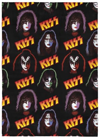 Northwest KISS Portraits Throw Blanket, Oversized Rock and Roll Silk Touch Throw 50x70, Ultra-Soft Lightweight Fleece, Rock Band Music Decor