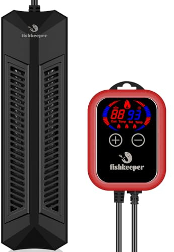fishkeeper Aquarium Heizung, Intelligent Heizstab Aquarium, Tauchsieder mit Thermostat & Einstellbarer Temperatur, LCD-Display, Überhitzungs- und Trockenlaufschutz,1000W für 400L-1000L Süß-/Salzwasser