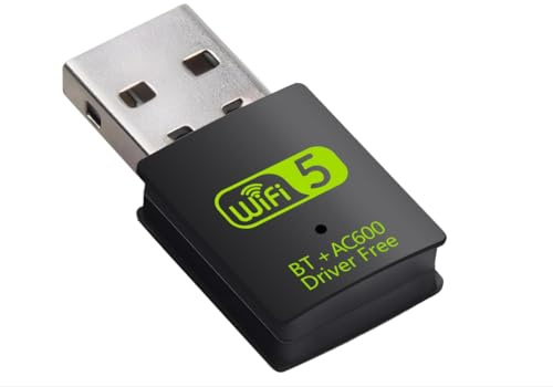 Adattatore Bluetooth WiFi USB, ricevitore esterno di rete wireless dual band 2.4/5Ghz da 600 Mbps, mini dongle WiFi per PC/laptop/desktop (ac-600)
