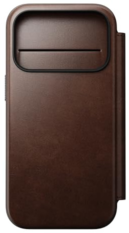 NOMAD Modern Leather Folio | für iPhone 17 Pro | Schutzhülle aus Polycarbonat und hochwertigem Echtleder Ummantelung | MagSafe-kompatibel | Rustic Brown Horween