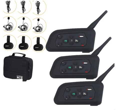 Talkie-walkie, 3 pièces/Ensemble 1200M interphone Full Duplex 3 Voies entraîneur de Football Juge Tour d'oreille écouteur Arbitre système de Communication BT Interphone