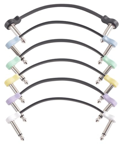 Koolenry 6 Packs 16cm Guitar Effect Pedal Flat Patch Cables Instrument Guitar Pedal Cable Connectors Patch Cable Multicolor