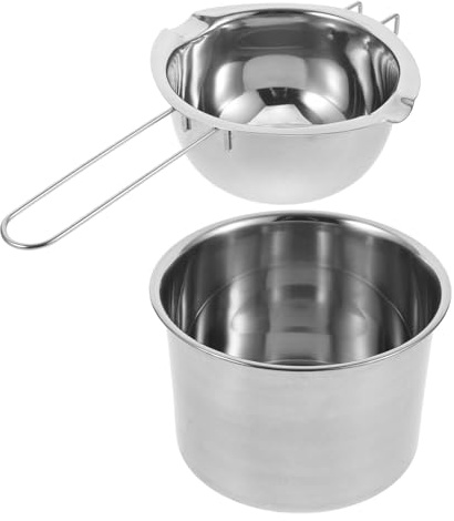Kit de Chauffe-cire en Acier Inoxydable 2 Pièces pour Fonte | Argenté, Usage Artisanal pour Bougies Diy, Service Solide, Lot de Deux Éléments