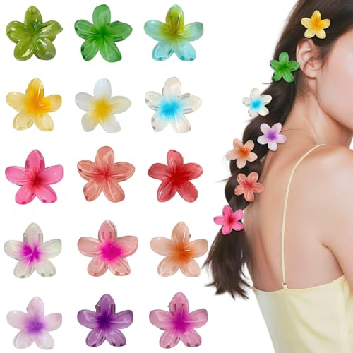 15 Stück Blumen Haarklammer Klein Haarspangen Blumen Flower Hair Clips Haarklammer Blume haarklammern Dickes, Dünnes, Lockiges Haar, Für Frauen Mädchen Größe 4 cm