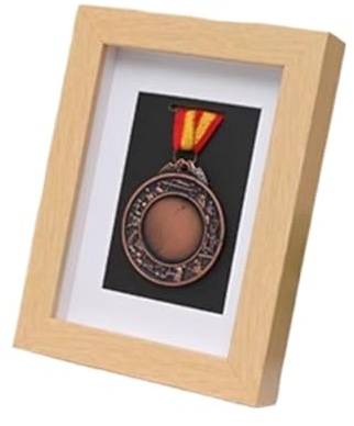 NDLHXKFRP Holzrahmen zur Präsentation von Sportmedaillen, Bilderrahmen aus Holz mit Medaillen, Mehrfarbig, 13 x 18 cm(Log Color)
