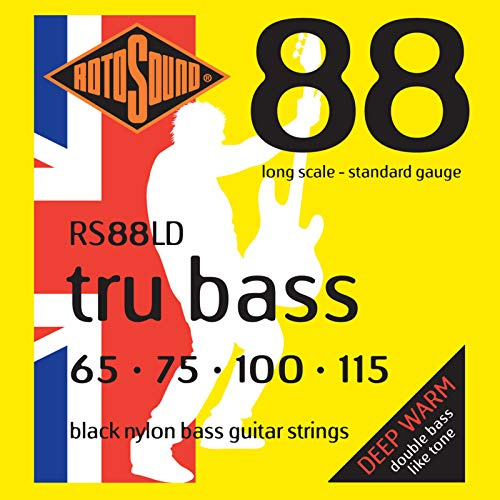 Rotosound Bass Saiten RS88LD, 4er 65-115 Tru Bass 88, Black Nylon Flat